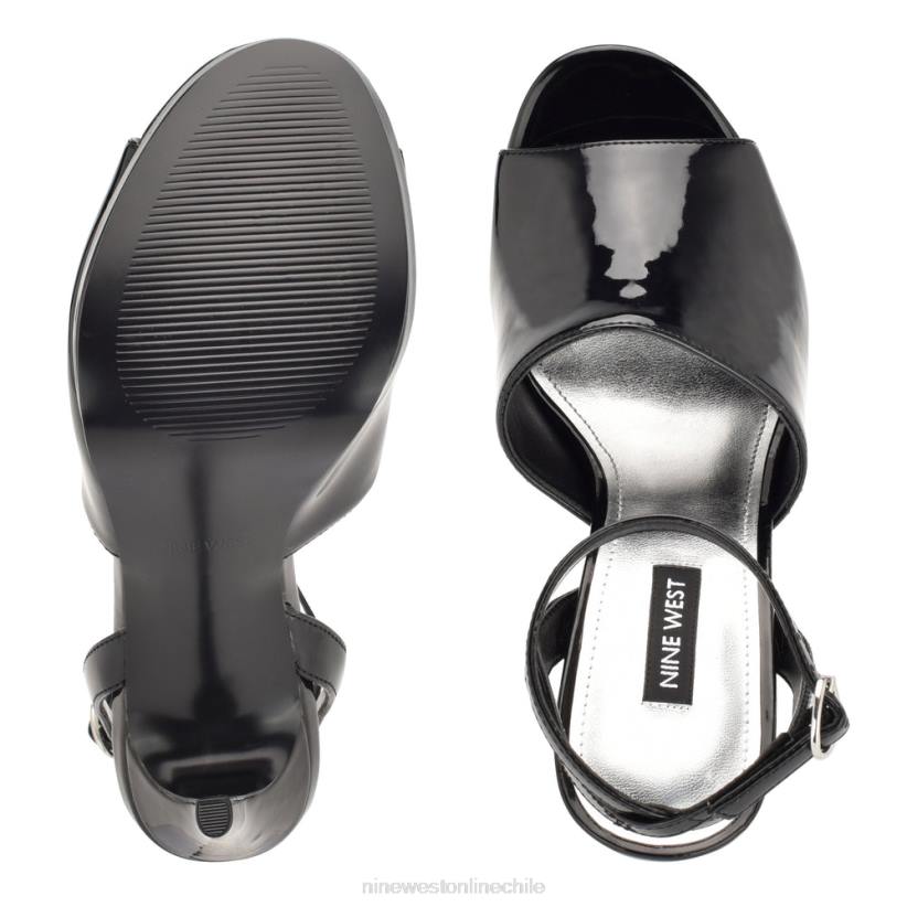 Nine West sandalias limbery con tira en el tobillo 2Z2T1779 charol negro Nine West chile outlet