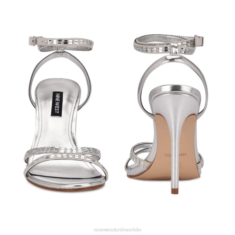 Nine West sandalias mona con tira en el tobillo 2Z2T1965 gamuza plateada brillante Nine West chile outlet