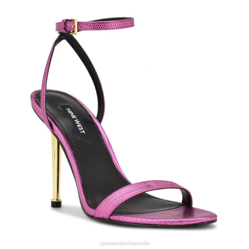 Nine West sandalias reina con tira en el tobillo 2Z2T1738 estampado de lagarto magenta metalizado Nine West cartera negra