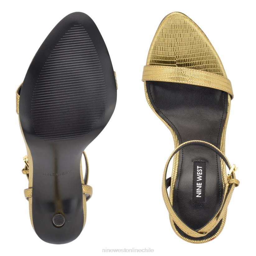 Nine West sandalias reina con tira en el tobillo 2Z2T1739 estampado de lagarto bronce metalizado Nine West shoes