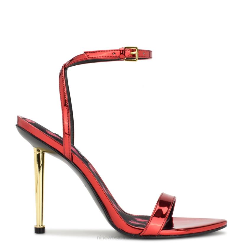 Nine West sandalias reina con tira en el tobillo 2Z2T1757 corazones metálicos espejo rojo Nine West shoes