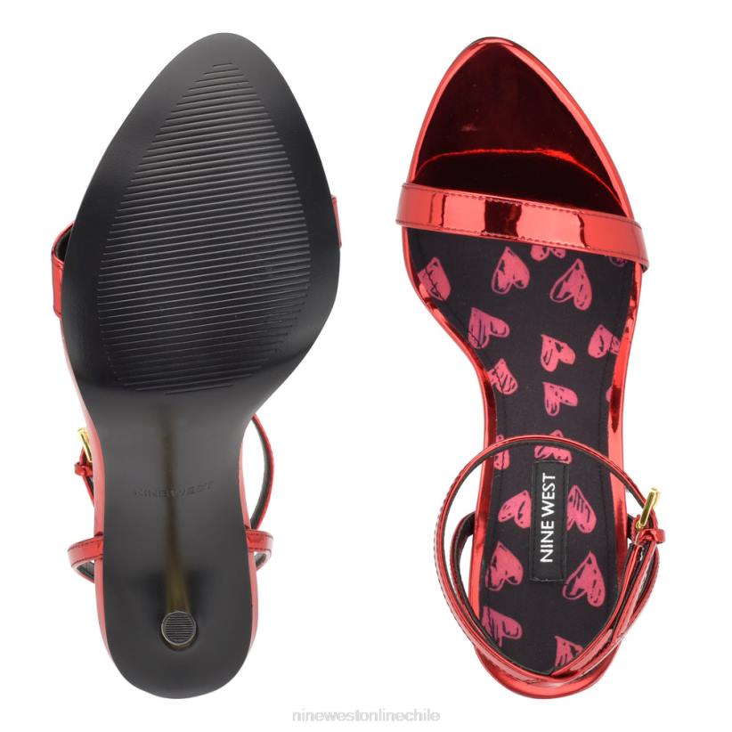 Nine West sandalias reina con tira en el tobillo 2Z2T311 corazones metálicos espejo rojo Nine West shoes