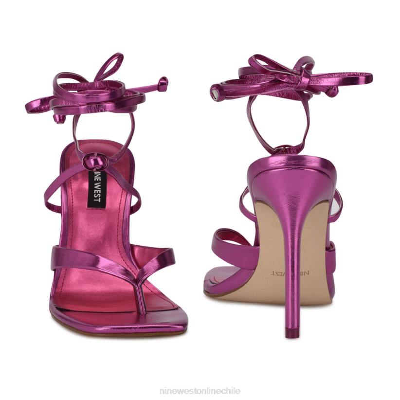 Nine West sandalias terrie de tacón cruzadas en el tobillo 2Z2T1998 rosa oscuro metalizado Nine West sandals
