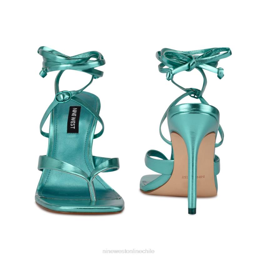 Nine West sandalias terrie de tacón cruzadas en el tobillo 2Z2T582 turquesa metalizado Nine West sandals