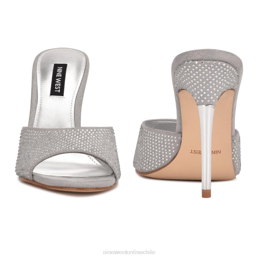 Nine West sandalias tipo chancla con tacón divas 2Z2T405 gamuza gris brillante Nine West chile outlet