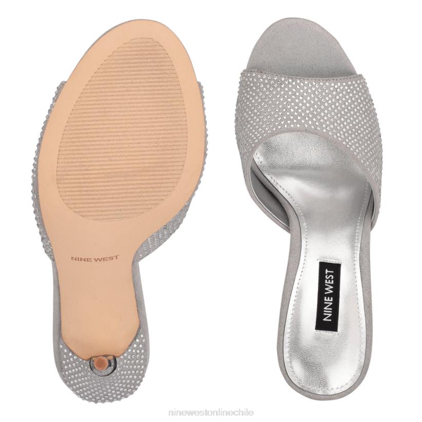 Nine West sandalias tipo chancla con tacón divas 2Z2T405 gamuza gris brillante Nine West chile outlet
