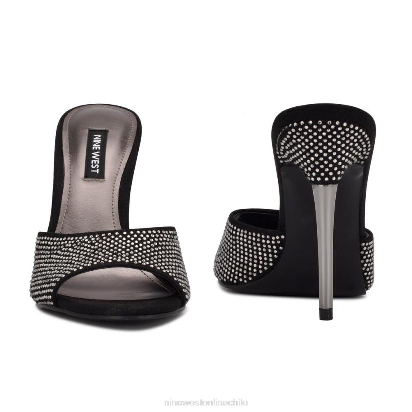 Nine West sandalias tipo chancla con tacón divas 2Z2T477 ante negro brillante Nine West chile outlet