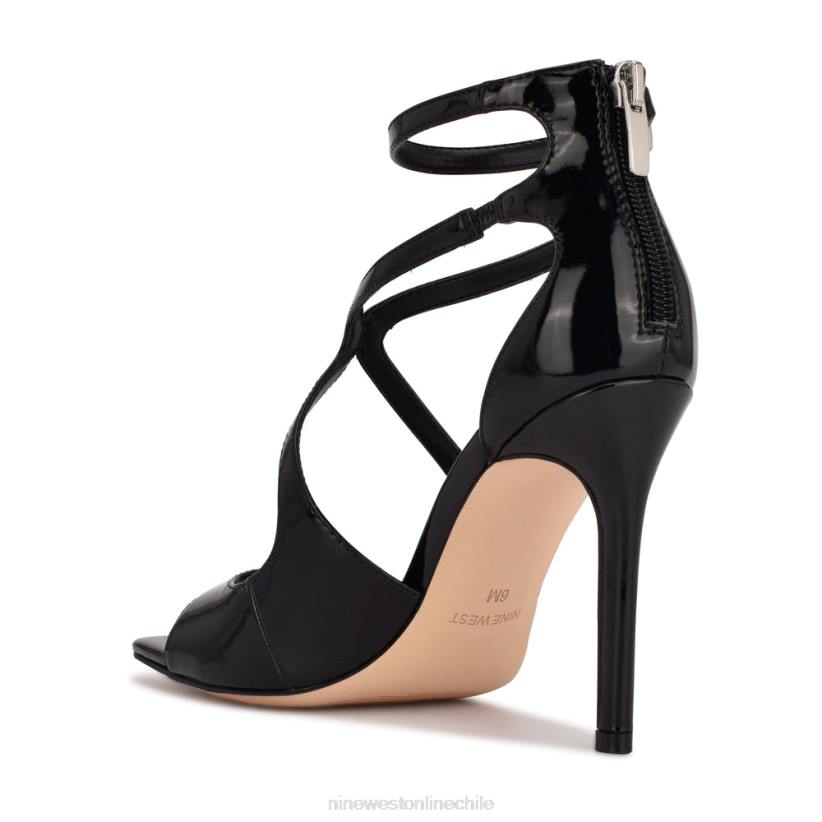 Nine West sandalias tulah con tira en el tobillo 2Z2T498 charol negro Nine West sandals