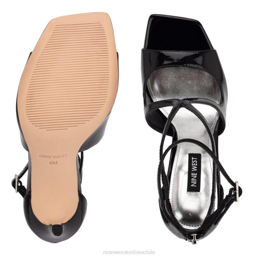 Nine West sandalias tulah con tira en el tobillo 2Z2T498 charol negro Nine West sandals
