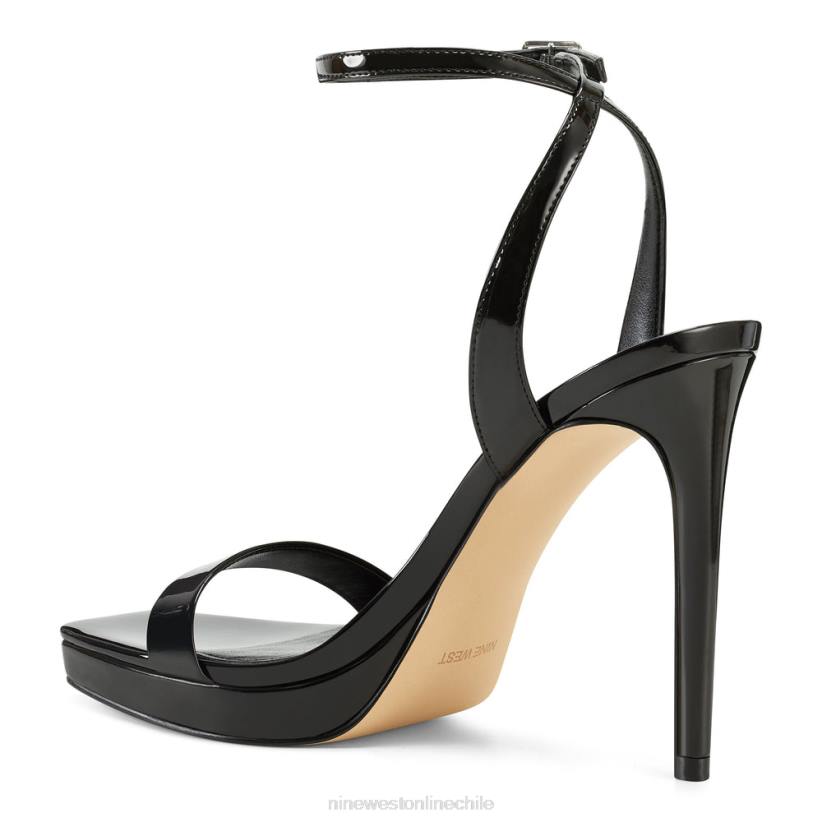 Nine West sandalias zadie con tira en el tobillo 2Z2T1842 charol negro Nine West sandals