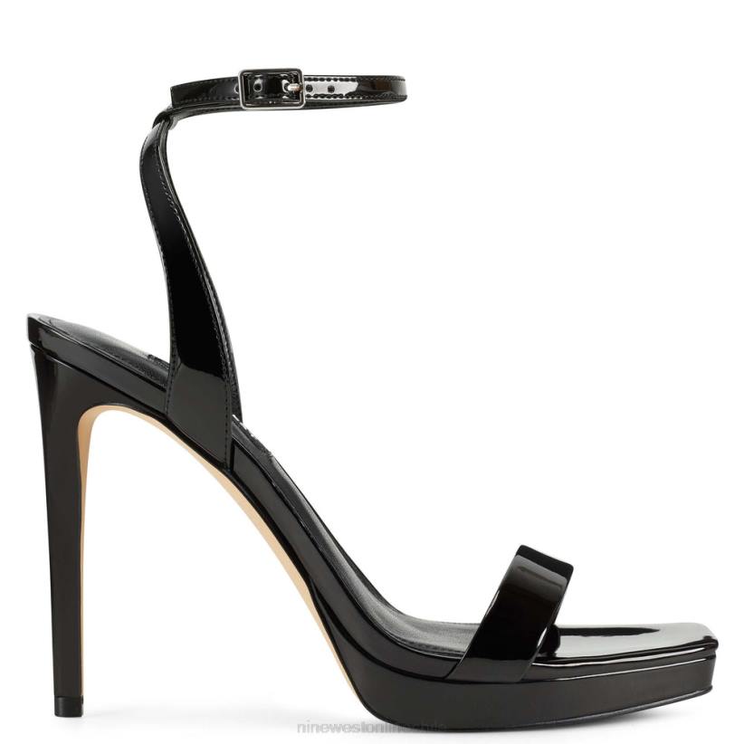 Nine West sandalias zadie con tira en el tobillo 2Z2T436 charol negro Nine West cartera negra