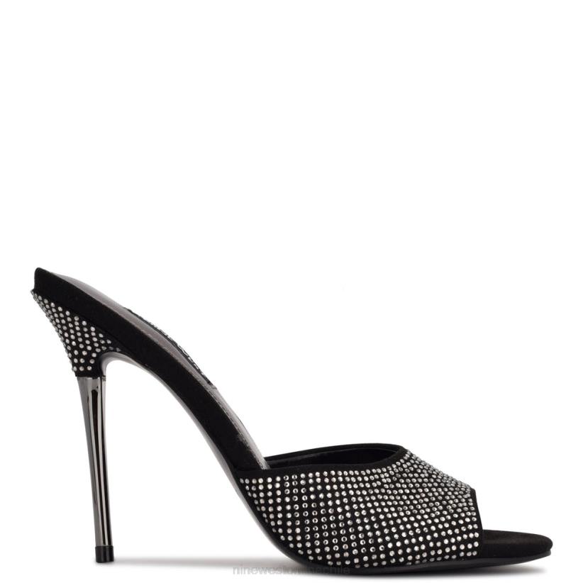 Nine West sandalias tipo chancla con tacón divas 2Z2T1892 ante negro brillante Nine West chile carteras