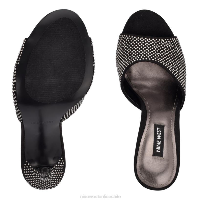 Nine West sandalias tipo chancla con tacón divas 2Z2T1892 ante negro brillante Nine West chile carteras