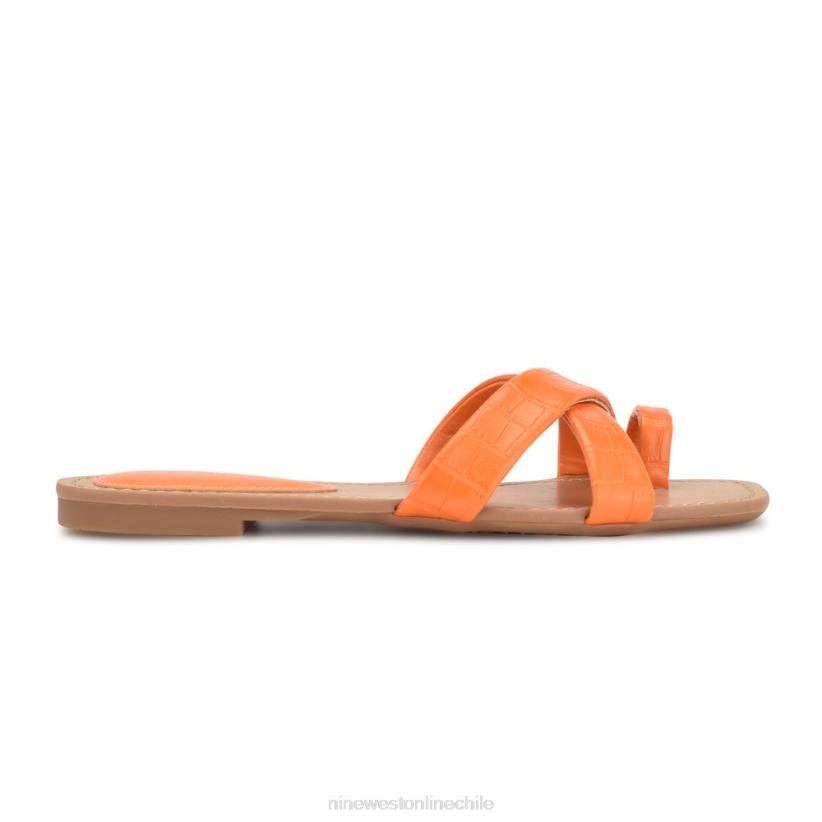 Nine West sandalias planas con lunares 2Z2T1074 cocodrilo en relieve naranja Nine West sandals