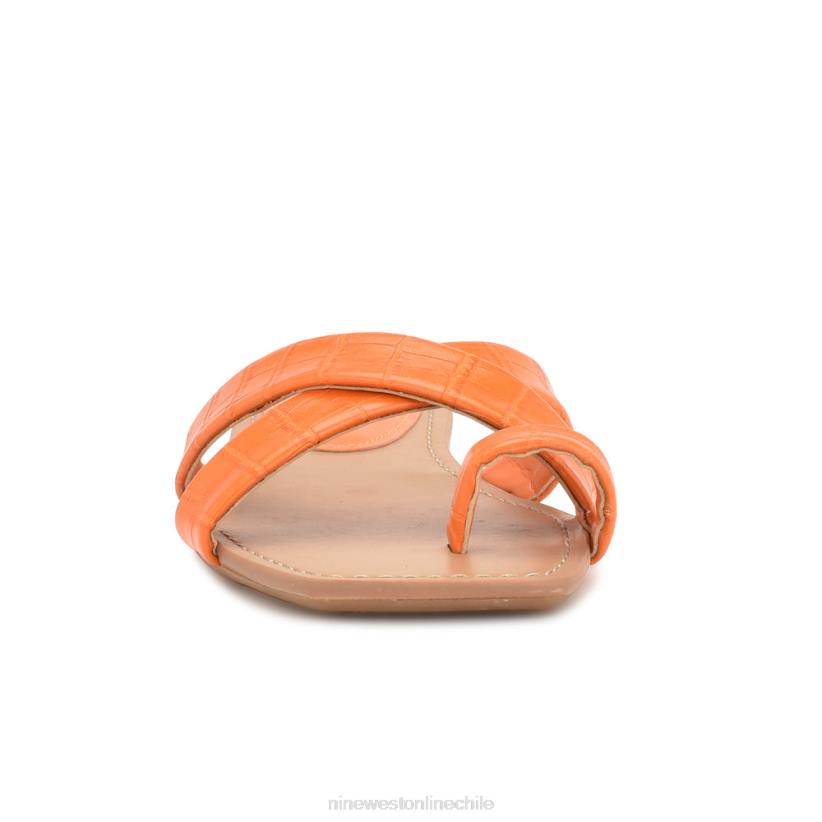 Nine West sandalias planas con lunares 2Z2T1074 cocodrilo en relieve naranja Nine West sandals