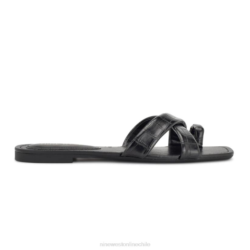 Nine West sandalias planas con lunares 2Z2T1075 cocodrilo negro en relieve Nine West zapatillas chile