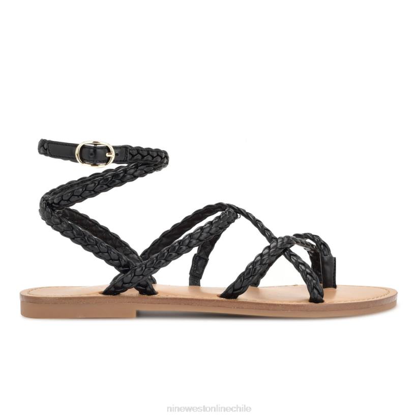 Nine West sandalias planas coralin cruzadas en el tobillo 2Z2T12 tejido negro Nine West sandals