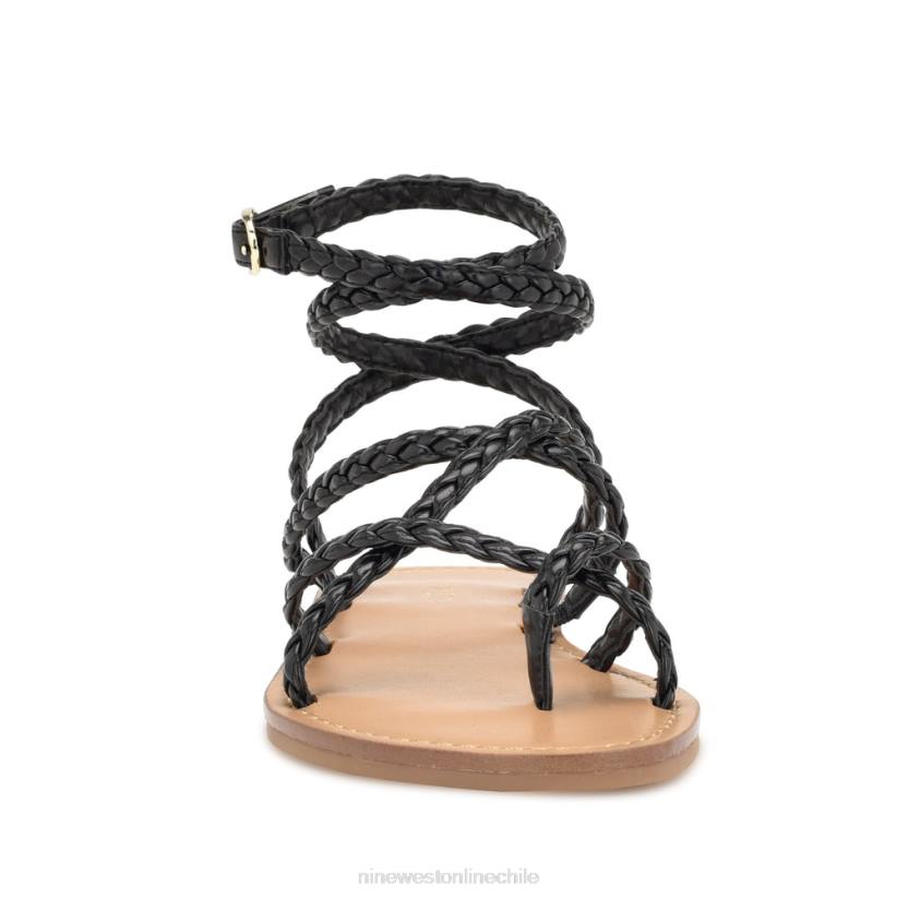 Nine West sandalias planas coralin cruzadas en el tobillo 2Z2T12 tejido negro Nine West sandals