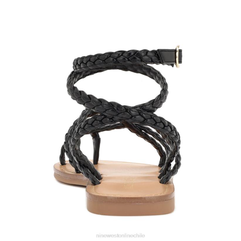 Nine West sandalias planas coralin cruzadas en el tobillo 2Z2T12 tejido negro Nine West sandals