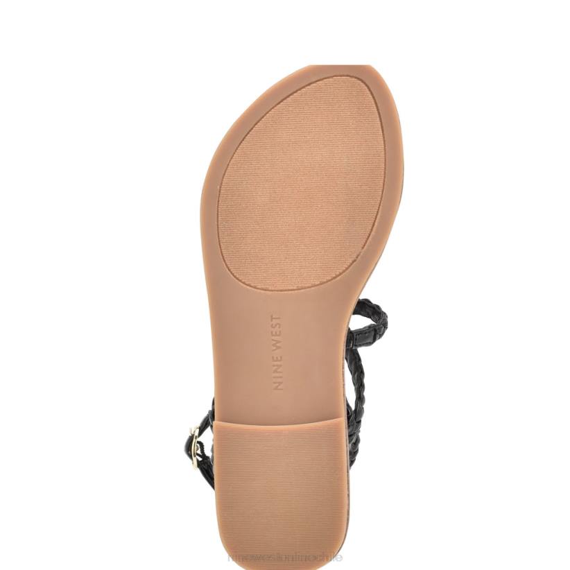 Nine West sandalias planas coralin cruzadas en el tobillo 2Z2T12 tejido negro Nine West sandals