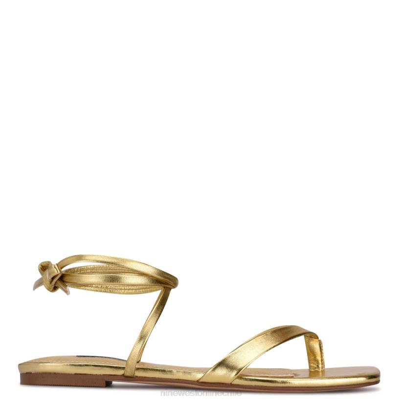 Nine West sandalias planas cruzadas en el tobillo 2Z2T125 oro Nine West shoes