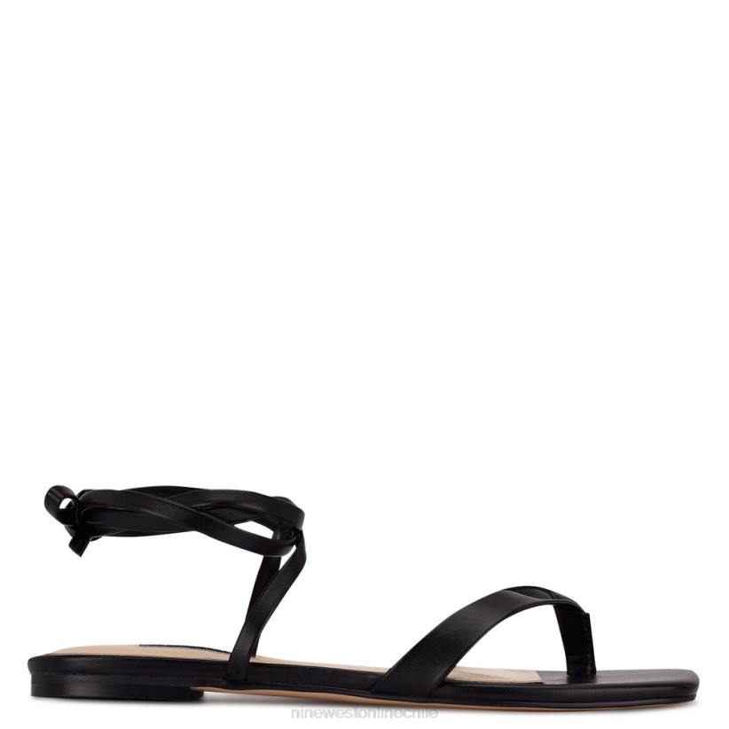 Nine West sandalias planas cruzadas en el tobillo 2Z2T126 negro Nine West sandals