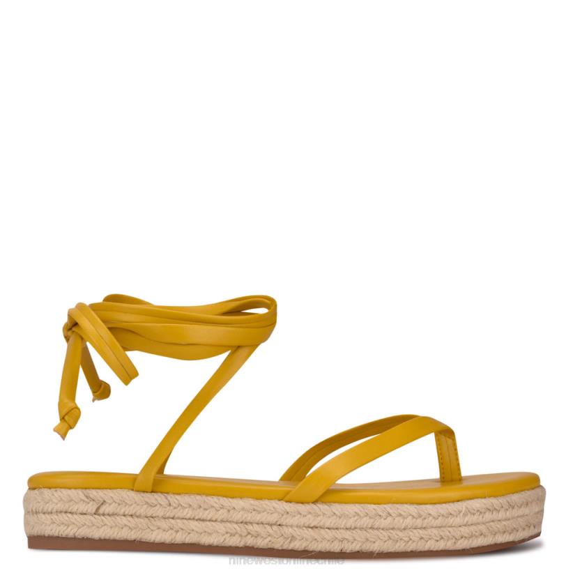 Nine West sandalias planas cruzadas en el tobillo 2Z2T95 amarillo Nine West shoes