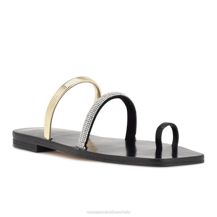 Nine West sandalias planas mavis 2Z2T4 cristal de oro negro Nine West cartera negra