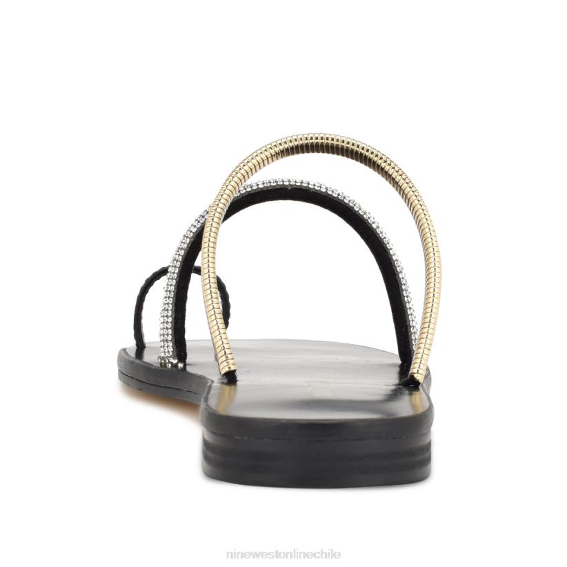 Nine West sandalias planas mavis 2Z2T4 cristal de oro negro Nine West cartera negra