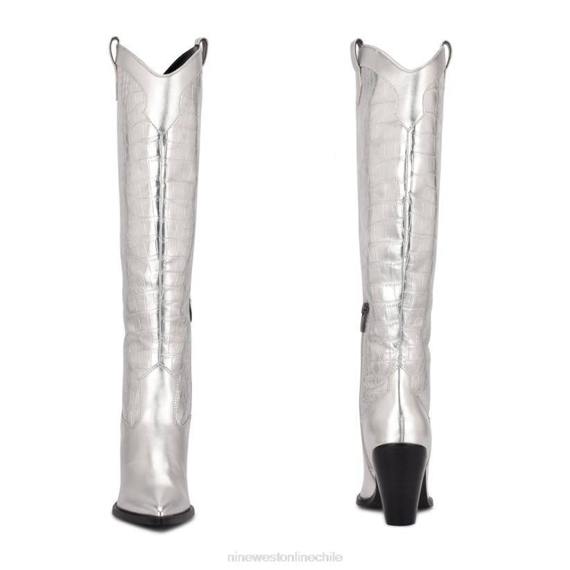 Nine West botas vaqueras kliva 2Z2T2908 cocodrilo plateado metalizado Nine West chile outlet