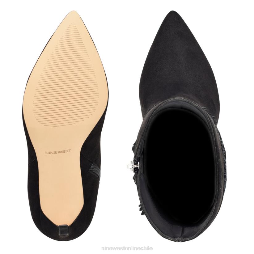 Nine West prueba unos botines con flecos y tacón 2Z2T1505 ante negro Nine West shoes