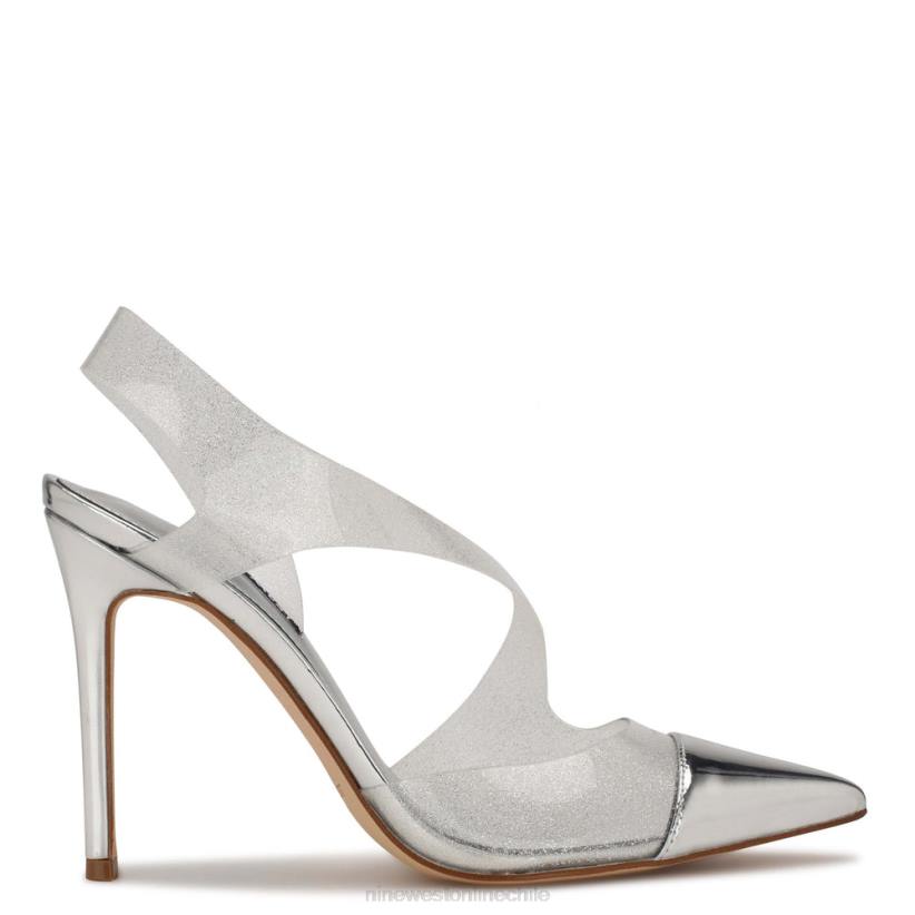 Nine West impecables zapatos de tacón con tira trasera y puntera puntiaguda 2Z2T1409 plata/transparente Nine West shoes Nine West impecables zapatos de tacón con tira trasera y puntera puntiaguda 2Z2T1409 plata/transparente Nine West shoes