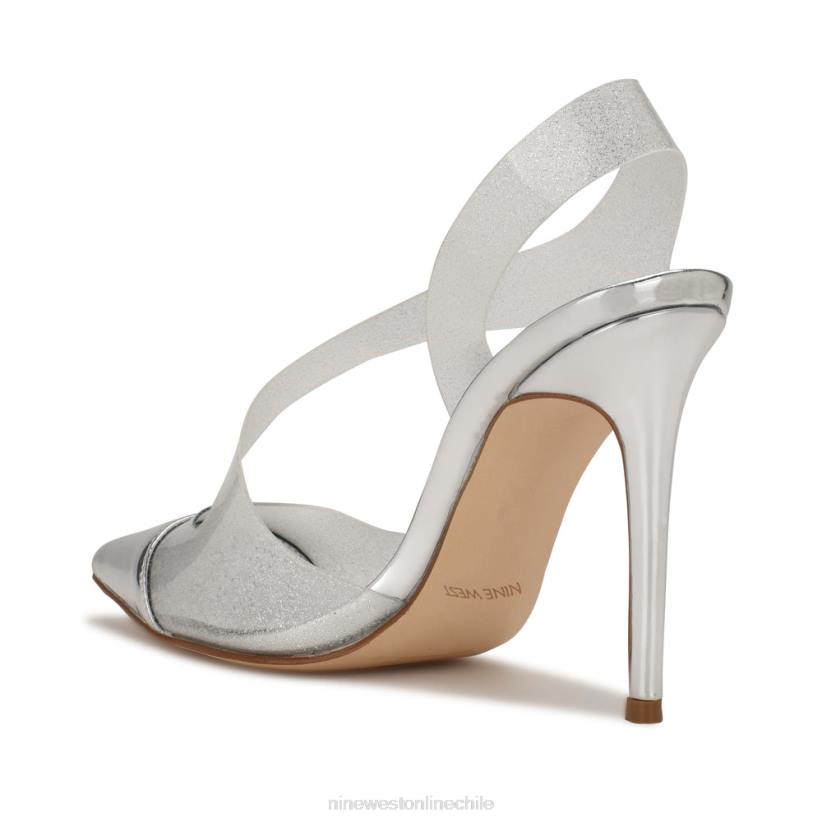 Nine West impecables zapatos de tacón con tira trasera y puntera puntiaguda 2Z2T1409 plata/transparente Nine West shoes