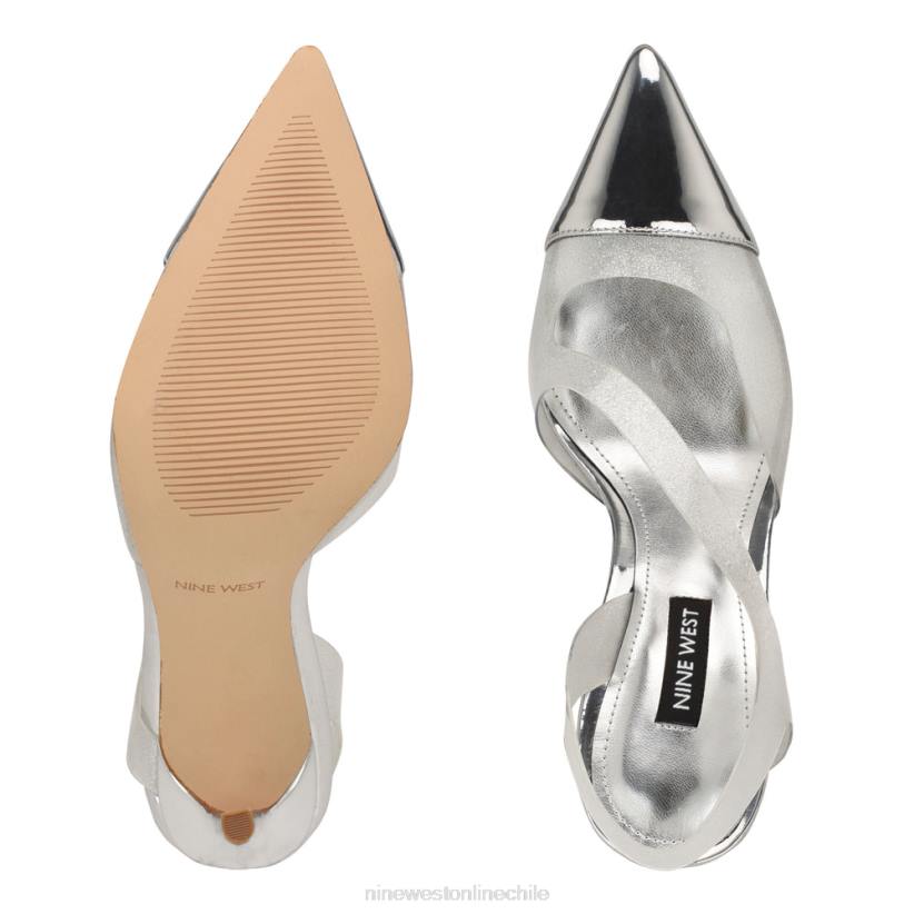 Nine West impecables zapatos de tacón con tira trasera y puntera puntiaguda 2Z2T1409 plata/transparente Nine West shoes