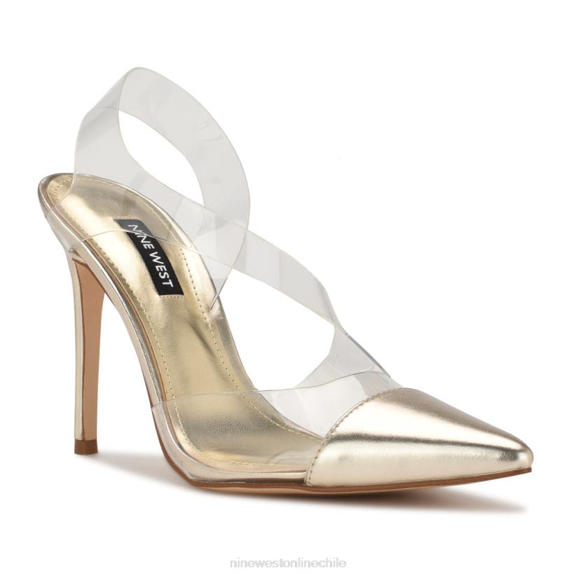 Nine West impecables zapatos de tacón con tira trasera y puntera puntiaguda 2Z2T1410 platino/transparente Nine West sandals