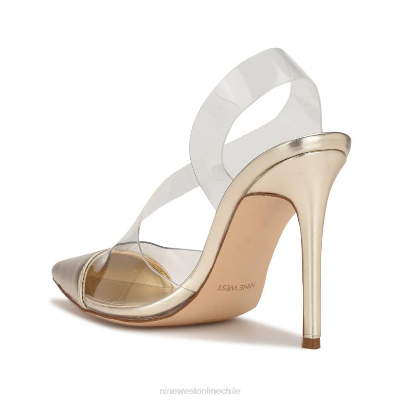 Nine West impecables zapatos de tacón con tira trasera y puntera puntiaguda 2Z2T1410 platino/transparente Nine West sandals