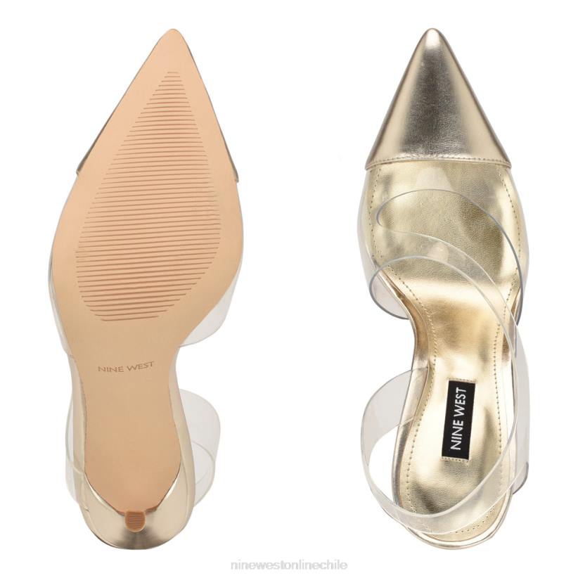 Nine West impecables zapatos de tacón con tira trasera y puntera puntiaguda 2Z2T1410 platino/transparente Nine West sandals