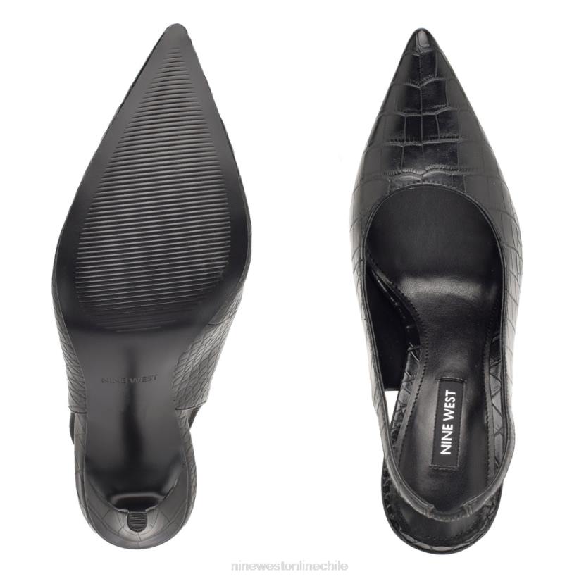 Nine West zapatos de tacón con tira trasera y puntera puntiaguda 2Z2T1090 cocodrilo negro en relieve Nine West cartera negra