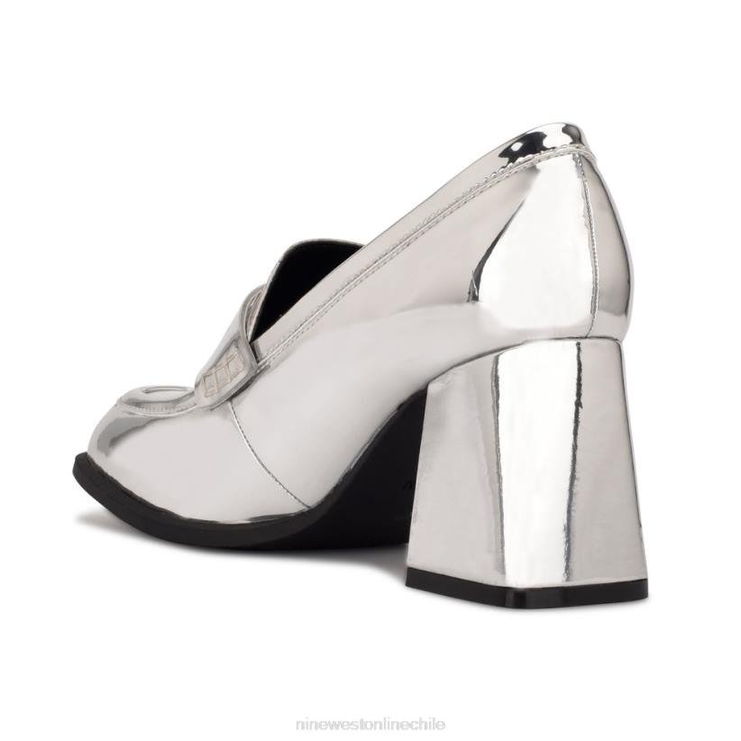 Nine West mocasines de tacón Zest 2Z2T2076 espejo plateado metalizado Nine West sandals