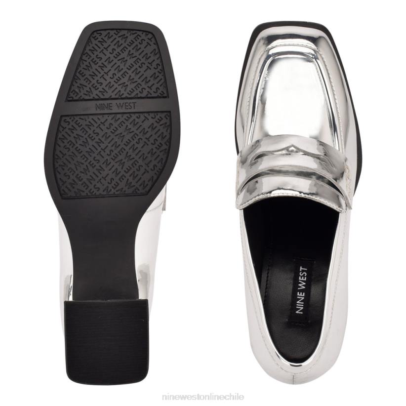 Nine West mocasines de tacón Zest 2Z2T2076 espejo plateado metalizado Nine West sandals