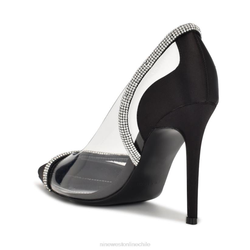 Nine West zapatos de tacón con punta fina finna 2Z2T1312 satén negro Nine West cartera negra