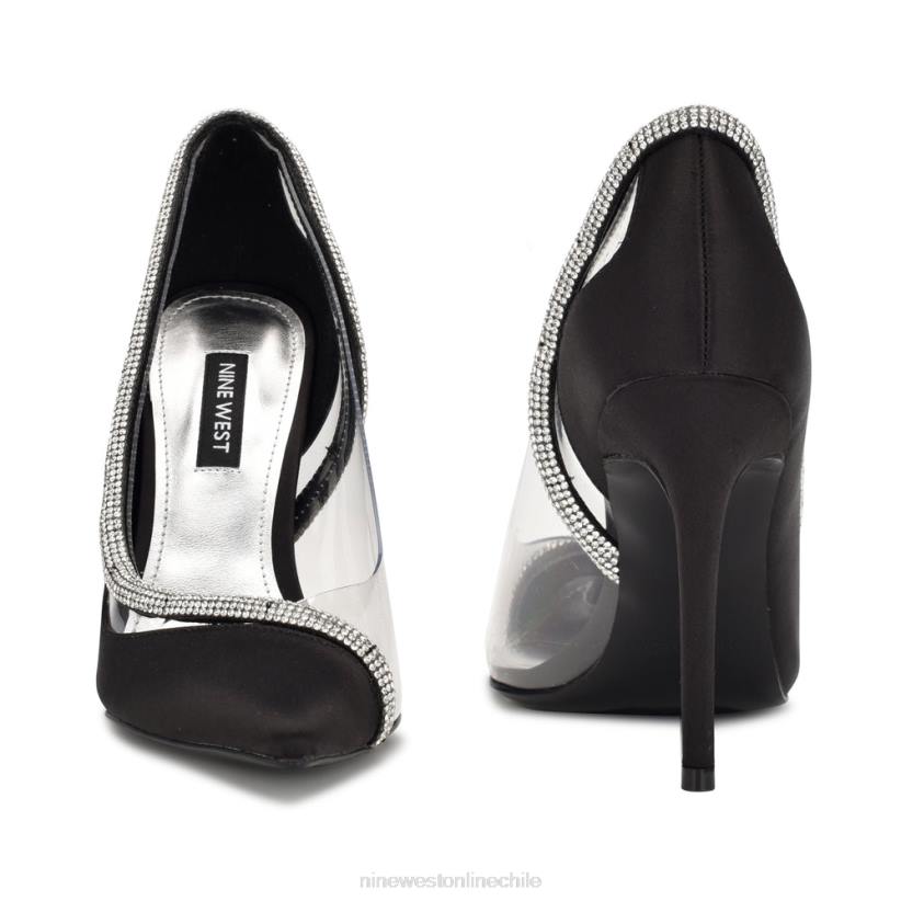 Nine West zapatos de tacón con punta fina finna 2Z2T1312 satén negro Nine West cartera negra
