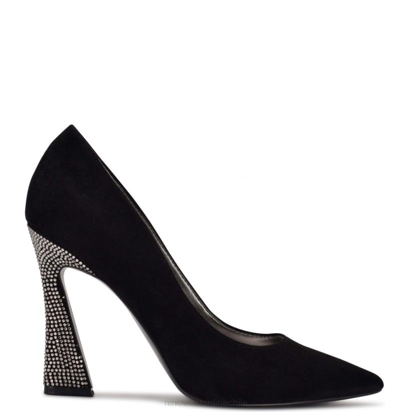 Nine West zapatos de tacón con punta puntiaguda trendz 2Z2T1373 gamuza negra/diamantes de imitación Nine West shoes