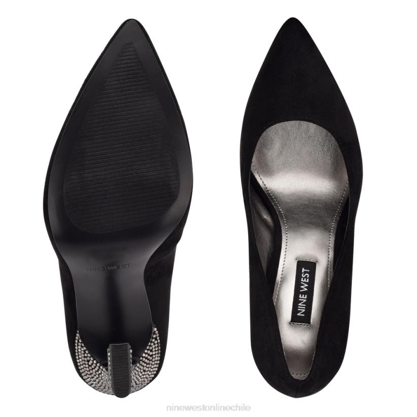 Nine West zapatos de tacón con punta puntiaguda trendz 2Z2T1373 gamuza negra/diamantes de imitación Nine West shoes