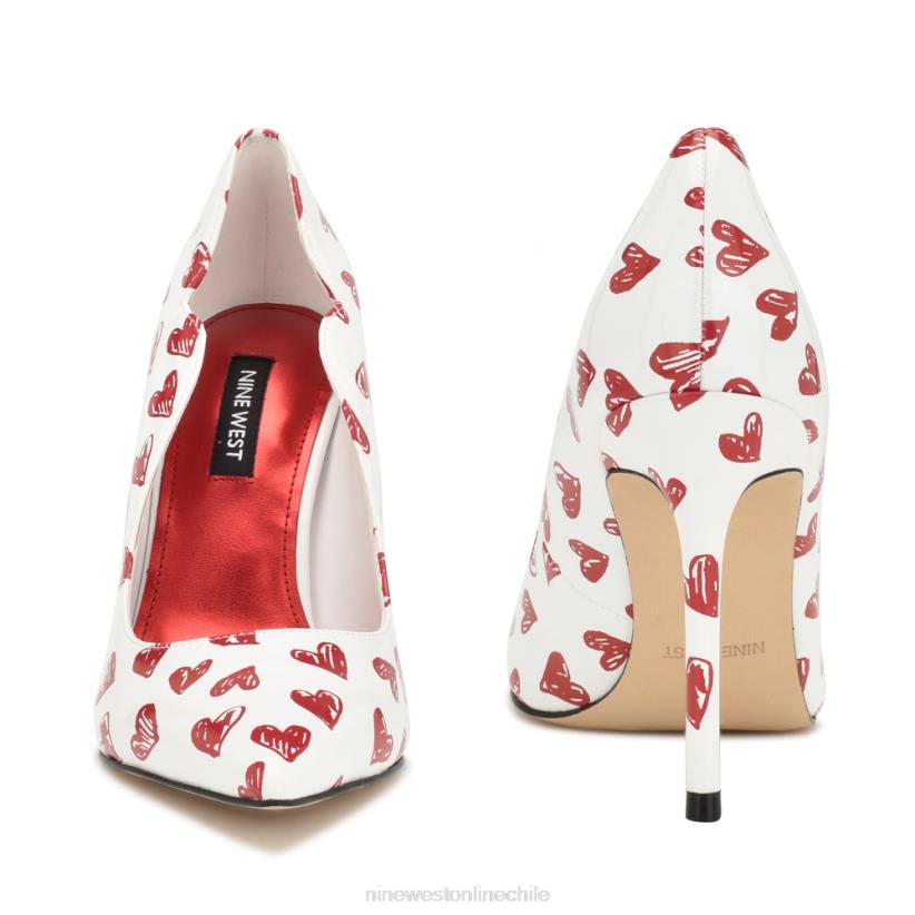 Nine West zapatos de tacón foxy con punta puntiaguda 2Z2T1265 charol con estampado de corazones blanco/rojo Nine West shoes
