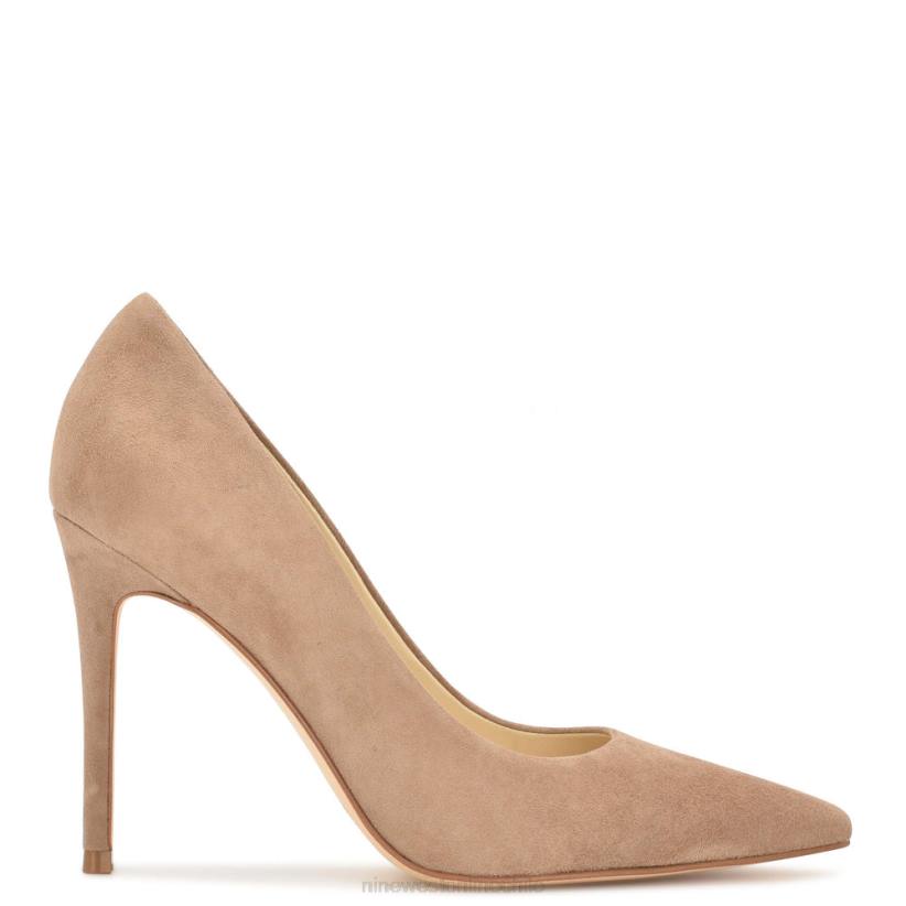 Nine West zapatos de tacón frescos con punta puntiaguda 2Z2T1320 gamuza color topo Nine West sandals