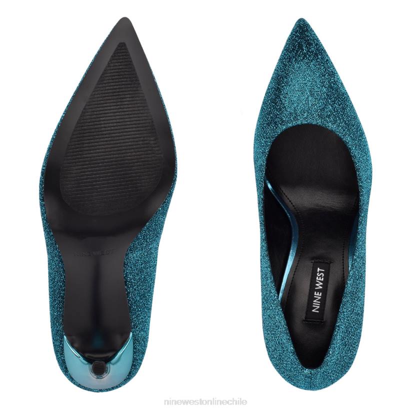 Nine West zapatos de tacón frescos con punta puntiaguda 2Z2T1333 azul medio metalizado Nine West zapatillas chile