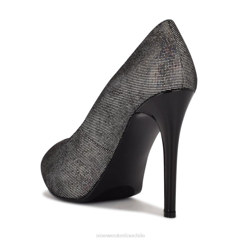 Nine West zapatos de tacón peep toe con plataforma hethr 2Z2T1286 holográfico plateado/negro Nine West chile carteras