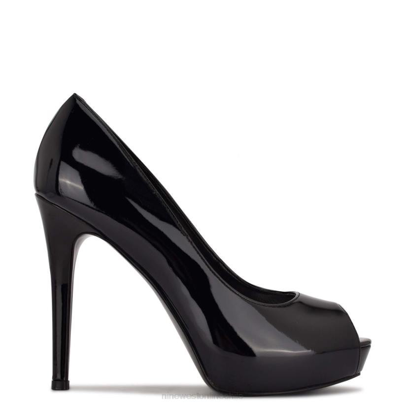 Nine West zapatos de tacón peep toe con plataforma hethr 2Z2T1287 charol negro Nine West chile outlet