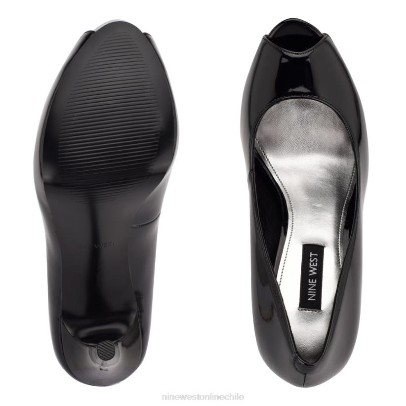 Nine West zapatos de tacón peep toe con plataforma hethr 2Z2T1287 charol negro Nine West chile outlet